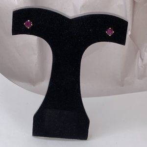 14Kt Gold 5mm Round Natural Ruby Post Earrings